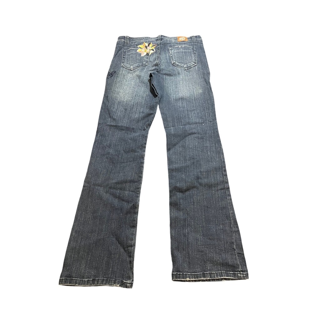 Akademiks Jeans Womens 31 Blue Dark Wash Embroidered Star Flare Leg Denim‎